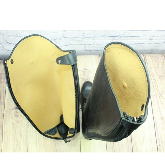 *Unbranded Black Leather Pull On Back Zip Knee High Riding Boots Size 10.5 - Picture 7 of 9